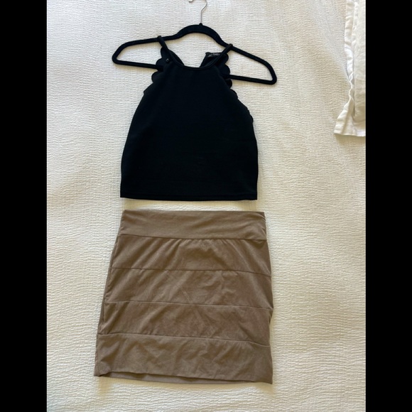 🖤 Womens Black Top and Skirt - Picture 1 of 4